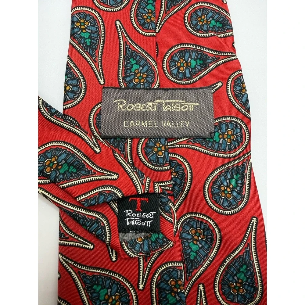 Robert Talbott Carmel Valley Silk Tie Red Paisley Handmade USA Classic 59.5x3.5